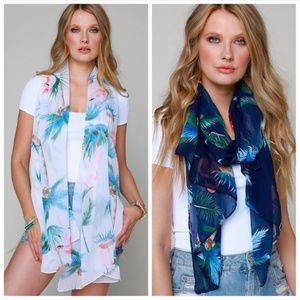 Tropical Theme Scarf, White or Navy